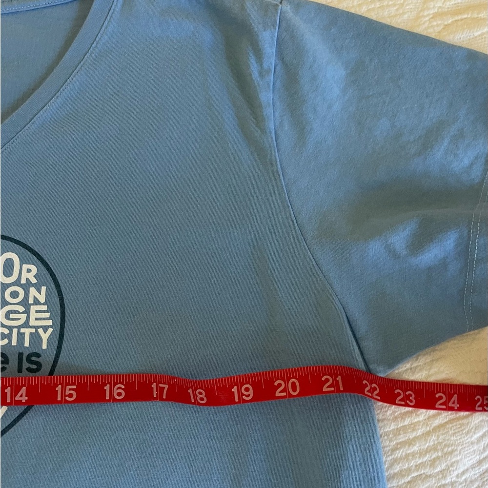 Life Is Good Blue Short Sleeve V-Neck Tee with Heart Word Art - Picture 7 of 7